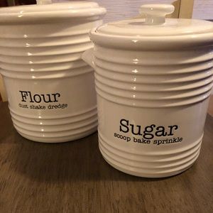 Mud pie Ribbed FLOUR and SUGAR canister set
